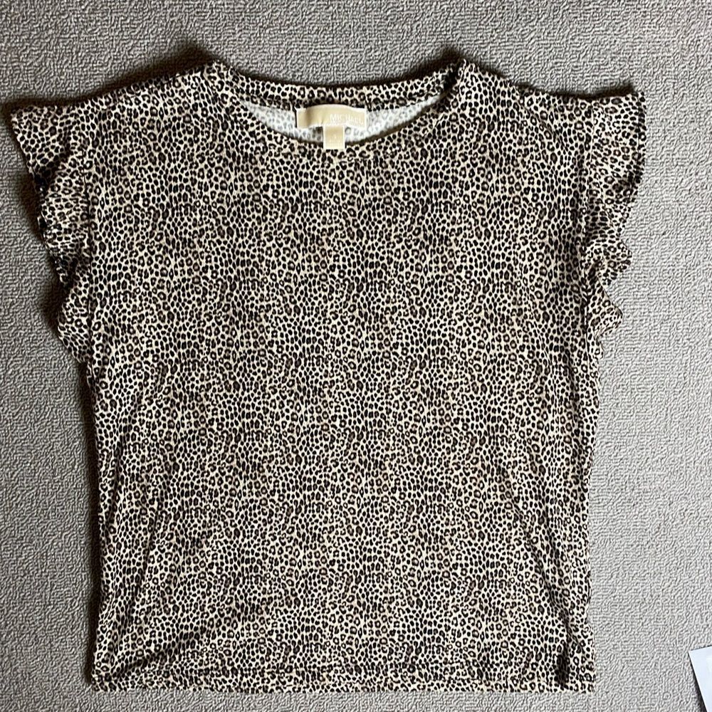 Michael Kors Leopard Print Ruffle Sleeve Blouse- Business Casual Office